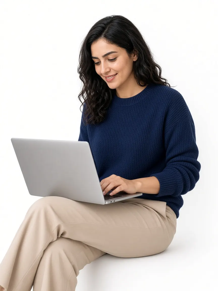 مستقلة تعمل على حاسوبها المحمول